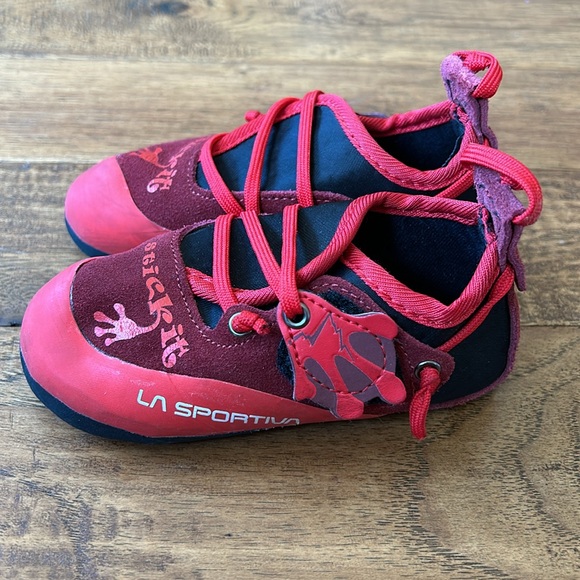 La Sportiva Kids Stickit Rock Climbing Shoes Chili Poppy Red Toddler Size 8-9 - Picture 6 of 10